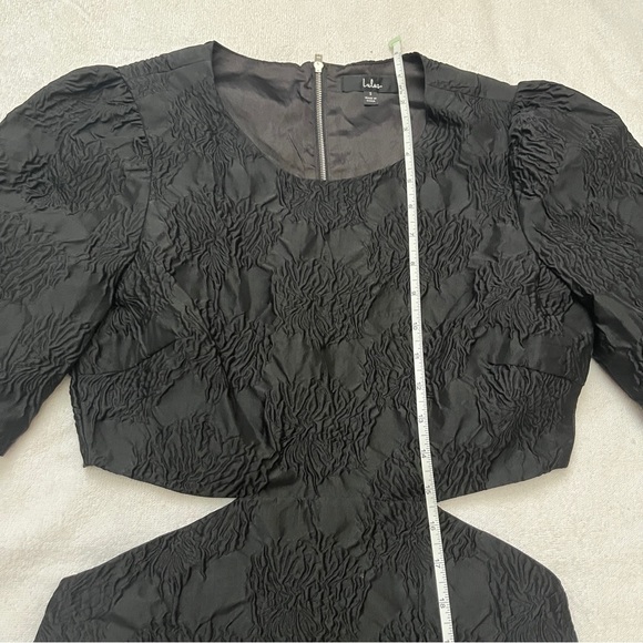 Lulus Romantic Reunion Black Jacquard Cutout Short Sleeve Mini Dress Size Small - Picture 7 of 10
